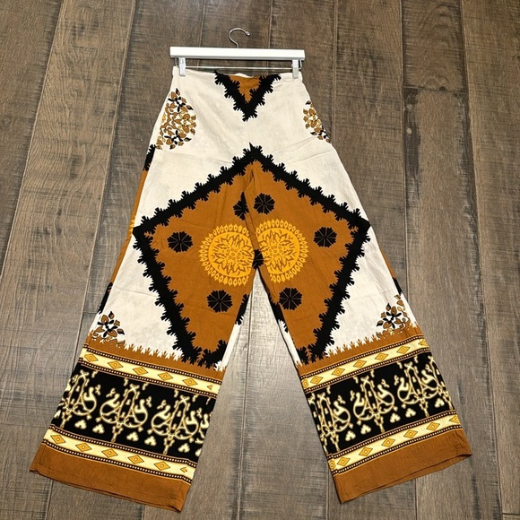 NWT MITARA HIGH WAIST WIDE LEG PRINTED LINEN PANTS SIZE M - Picture 10 of 16